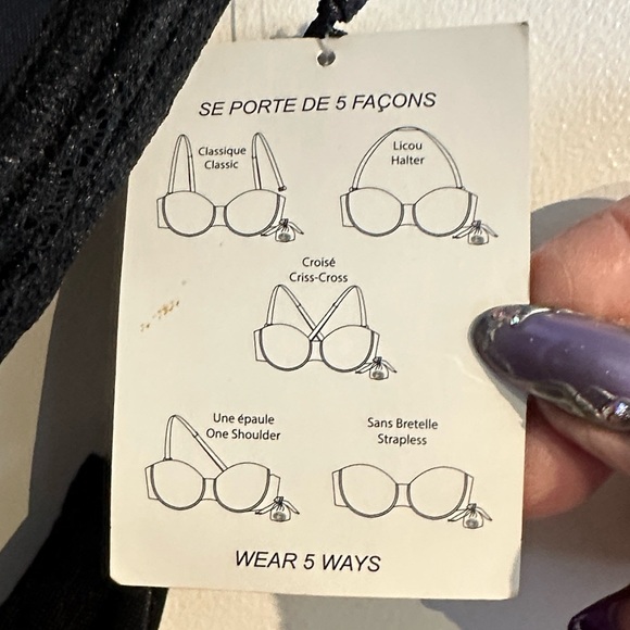 🆕 Black 5-Way Multi-Way Bra- Strapless w/ Invisible straps- Full Support! NEW!! - Picture 5 of 9